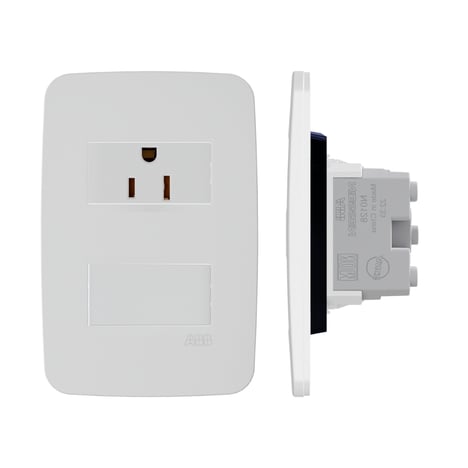 Interruptor sencillo+tomacorriente 2P+T Origen blanco