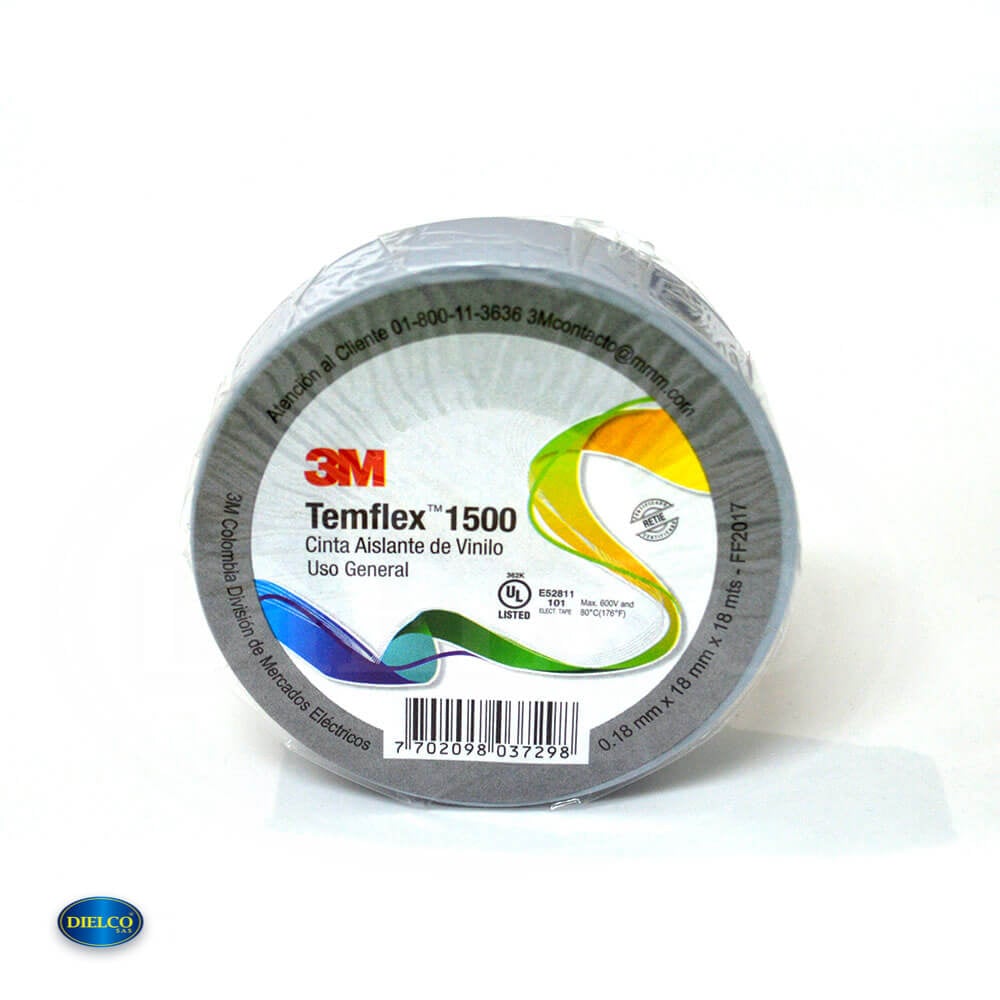  Cinta Eléctrica Color Gris 18Mm X 18M 3/4 X 59 3M 